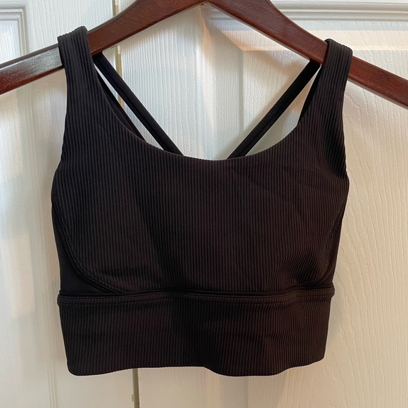 lululemon athletica Other - Lululemon Energy Longline Ribbed Sports Bra Black 4 Medium Support